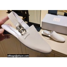 Givenchy Heel 3cm G Chain Slingback Flat Mules White 2021