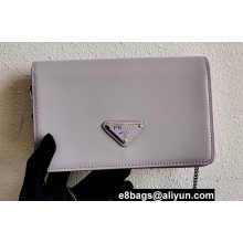 Prada Brushed Leather Shoulder Bag 1BD307 Lilac 2021