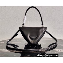 Prada Padded Nappa Leather Triangle Handbag 1BA315 Black 2021