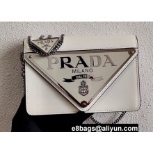 Prada Brushed Leather Shoulder Bag 1BH189 White 2021