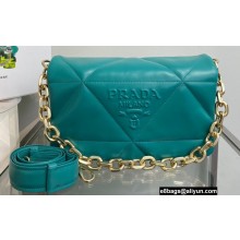 Prada Padded Nappa Leather Shoulder Bag 1BD306 Peacock Blue 2021