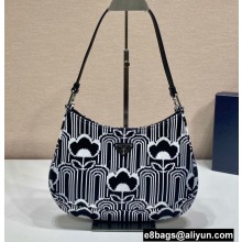 Prada Cleo Jacquard knit and Leather Shoulder Bag 1BC499 Black/White 2021
