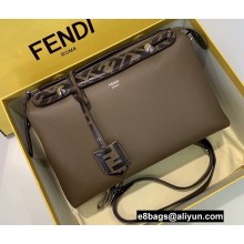 Fendi FF Motif Handle Leather By The Way Medium Boston Bag Coffee
