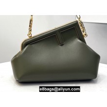 Fendi First Small Leather Bag Dark Green 2021