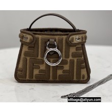 Fendi Nano Peekaboo Bag Charm FF Canvas Brown 2021