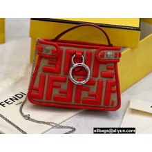 Fendi Nano Peekaboo Bag Charm FF Canvas Red 2021