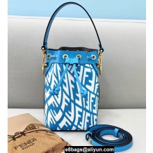 Fendi Mon Tresor Mini Bucket Bag Glazed Canvas FF Vertigo Graphic Print Blue 2021