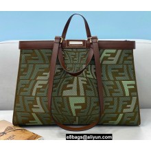 Fendi Medium Peekaboo X-Tote Bag Embroidered FF Fish-Eye Canvas Green 2021