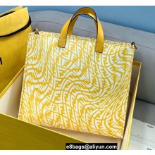 Fendi Shopper Tote Bag Glazed Canvas FF Vertigo Graphic Print Yellow 2021