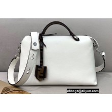 Fendi FF Motif Handle Leather By The Way Medium Boston Bag White