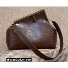 Fendi First Medium Crocodile Pattern Bag Coffee 2021