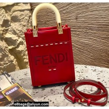 Fendi Leather Mini Sunshine Shopper Bag Red 2021