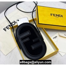 Fendi Leather and Suede 12 PRO PHONE HOLDER Pouch Bag Black 2021