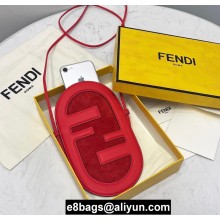 Fendi Leather and Suede 12 PRO PHONE HOLDER Pouch Bag Red 2021