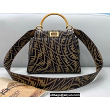 Fendi Peekaboo Mini Bag Leather FF Vertigo Graphic Print Brown 2021