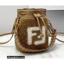 Fendi Mon Tresor Mini Bucket Bag Sheepskin Brown 2021
