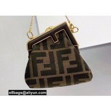Fendi First Nano Jacquard Fabric Bag Charm Coffee 2021