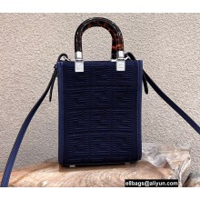 Fendi Technical Mesh FF Fabric Mini Sunshine Shopper Bag Dark Blue 2021