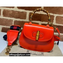 Gucci leather Mini top handle bag with Bamboo 686864 Red 2021