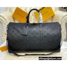 Louis Vuitton Keepall Bandoulière 50 Bag Monogram Seal Leather M57964 Black
