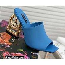 Dolce & Gabbana Heel 9cm Leather Down-padded Mules Blue with DG Pop Heel 2021