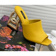 Dolce & Gabbana Heel 9cm Leather Down-padded Mules Yellow with DG Pop Heel 2021