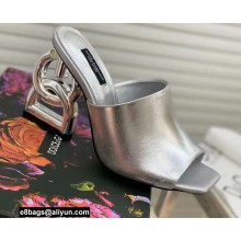 Dolce & Gabbana Heel 9cm Leather Down-padded Mules Silver with DG Pop Heel 2021