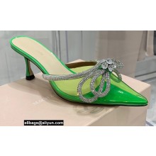Mach & Mach Heel 6.5cm Double Bow Mules PVC Green 2021