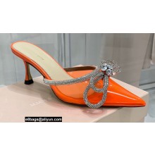 Mach & Mach Heel 6.5cm Double Bow Mules PVC Orange 2021