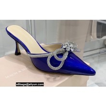 Mach & Mach Heel 6.5cm Double Bow Mules Iridescent Leather Blue 2021