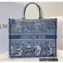 Dior Book Tote Bag in Toile de Jouy Embroidery Blue Gradient 2021