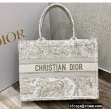Dior Small Book Tote Bag in Toile de Jouy Reverse Embroidery Gray 2021