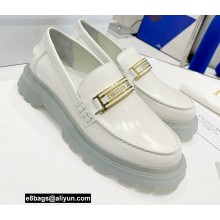 Dior Brushed Calfskin Code Loafers White 2022