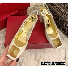 Valentino Heel 9cm ONE STUD Slingbacks in Patent Leather White 2022