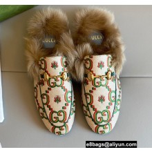 Gucci Wool Fur Horsebit Princetown Slippers Maxi GG White 2022
