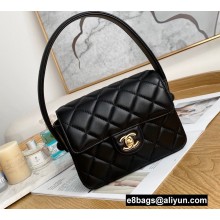 Chanel Quilted Flap Bag with Top Handle Lambskin Black 2022