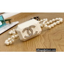 Chanel Resin Glass Pearls Crystal Airpods Case Necklace Bag White 2022
