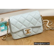 Chanel Pearls Chain Mini Flap Bag AS2855 Light Blue 2022