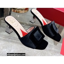 Roger Vivier Heel 7cm Cube Strass Heel Mules Velvet Black 2022