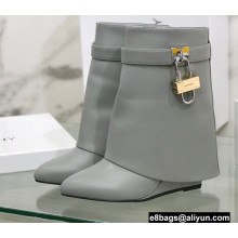 Givenchy Heel 9.5cm Shark Lock Ankle Boots in Leather Gray 2022