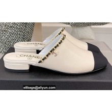 Chanel Heel 2cm Chain Mules White Spring 2022