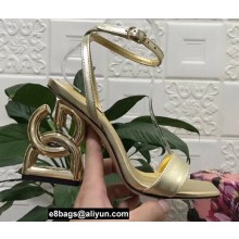 Dolce & Gabbana Heel 10.5cm Leather Sandals Gold with DG Pop Heel 2021