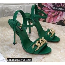 Dolce & Gabbana Heel 10.5cm Leather Chain Sandals Green 2021