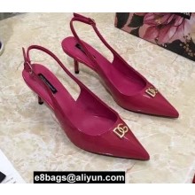 Dolce & Gabbana Heel 6.5cm Patent Leather Slingback Pumps Fuchsia with DG Pop Logo 2021