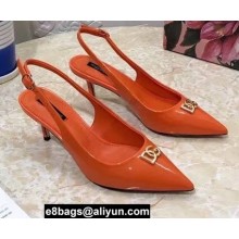 Dolce & Gabbana Heel 6.5cm Patent Leather Slingback Pumps Orange with DG Pop Logo 2021