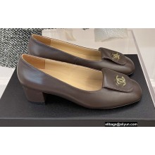 Chanel Heel 6cm Vintage Pumps Coffee Spring 2022