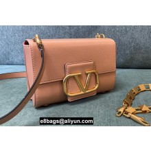 Valentino Stud Sign Grainy Calfskin Shoulder Bag Nude Pink 2022