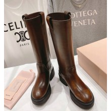 Miu Miu lining Fumé leather boots 5W971D Brown 1120-2024 