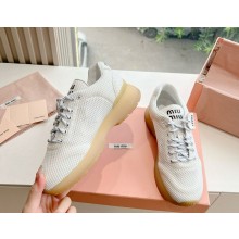 Miu Miu Fabric mesh white low top sneakers 1120-2024 