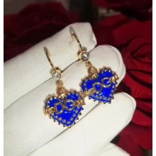 Dolce Gabbana Pendant Heart Earrings with Logo Blue 2018